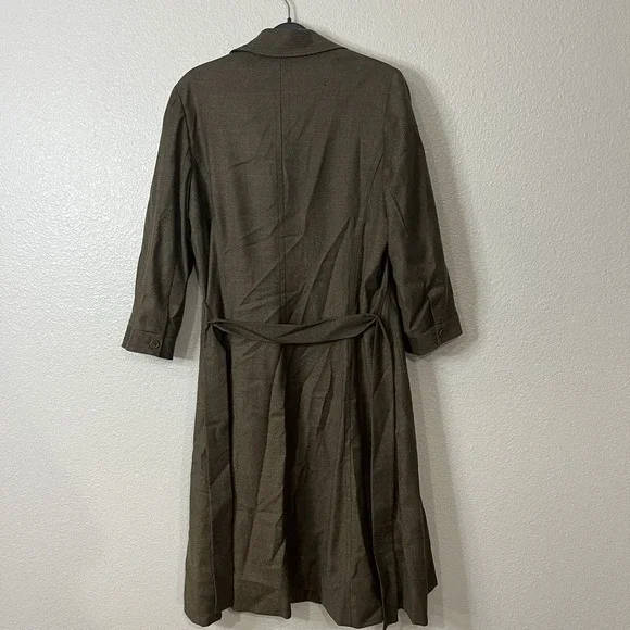 Brooks Brothers Stretch Wool Belted Trench Coat Size 12 - Picture 4 of 9